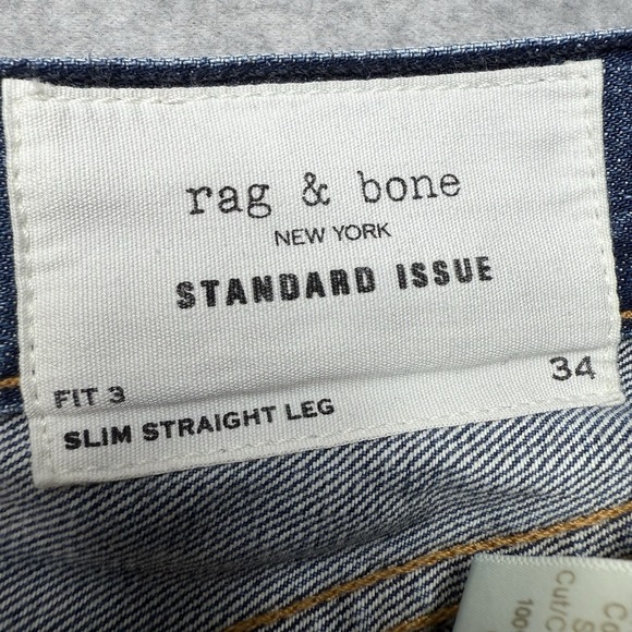 Rag & Bone‎ Jeans Mens 34 X 27 Blue Fit 3 Slim Straight Denim - Picture 10 of 10